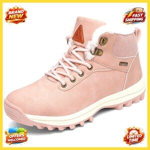Waterproof Winter Hiking Boots with Warm Fur Lining Anti-Slip Sole